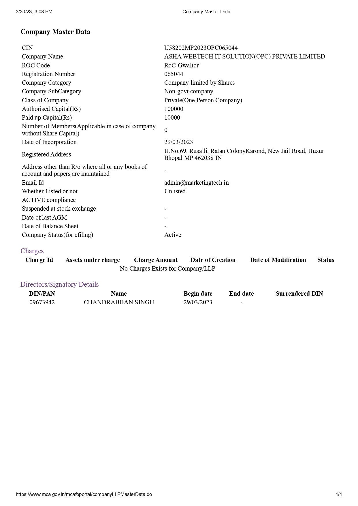 Company Master Data Page 0001